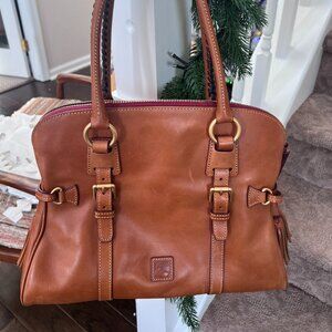 Dooney & Bourke Florentine Domed Buckle Leather Satchel (Natural color)